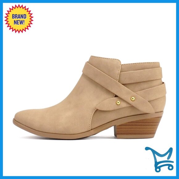 Women's Closed Toe Multi Strap Ankle Bootie Block Heel Wide Fit Available